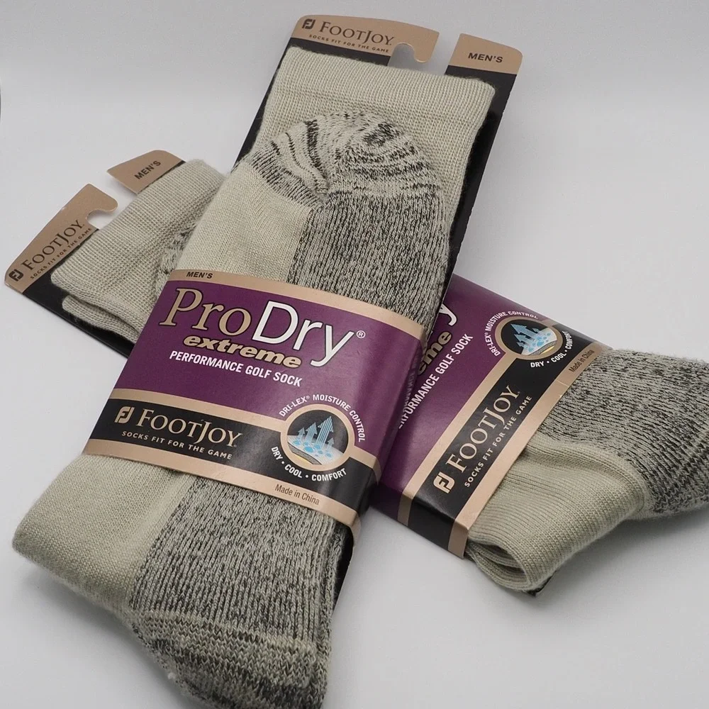 FootJoy Crew Socks Mens 7-12 Driftwood ProDry 2 Pair Extreme Performance Golf